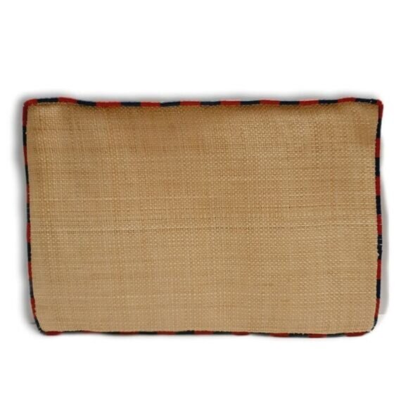 RALPH LAUREN 100% Raffia Envelope Boho Purse Beaded Edge Bag Natural - Picture 1 of 14